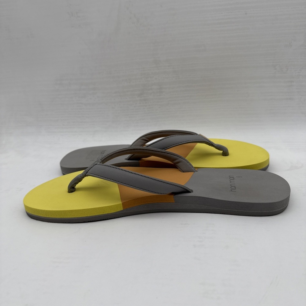 Hari Mari Women's Vegan Meadows Asana Light Gray Yellow Multi Flip Flops Size 8 - Picture 6 of 8